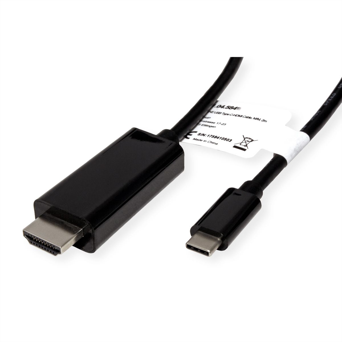 ROLINE USB Typ C - HDMI Adapterkabel, ST/ST, 1 m