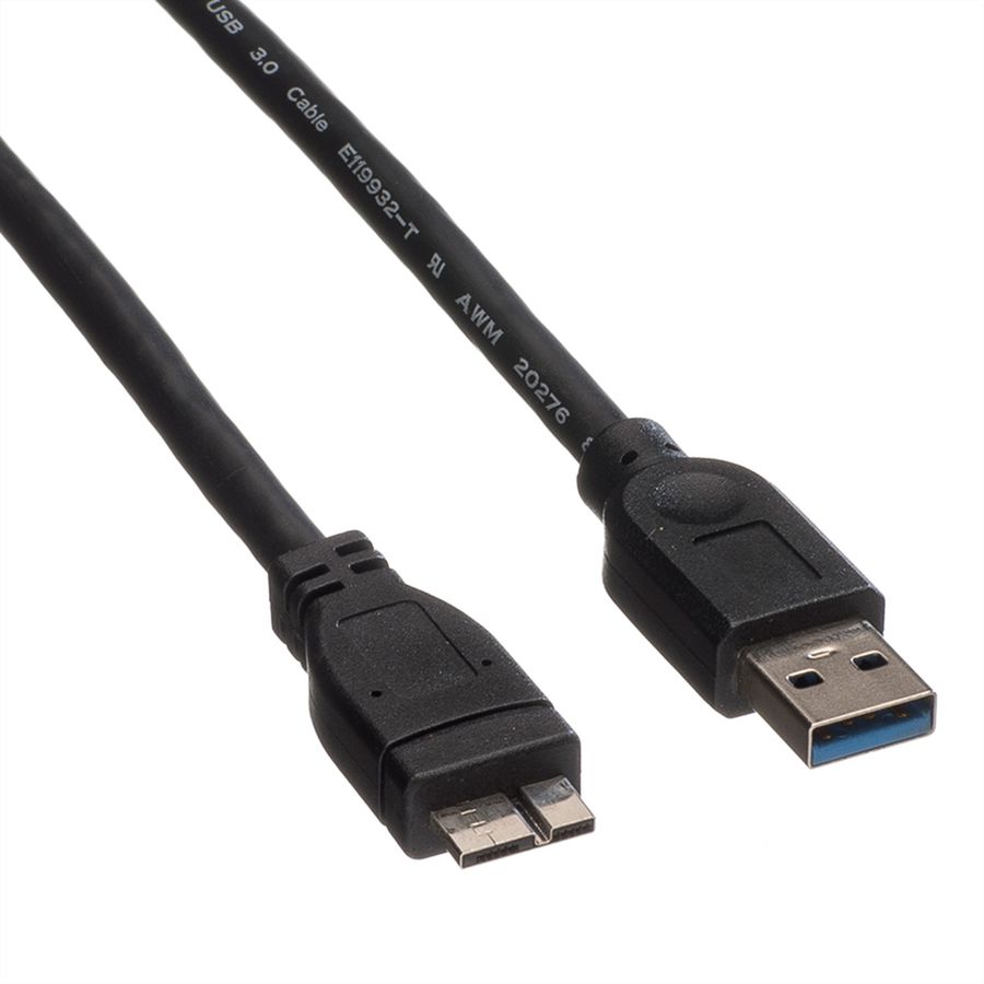 ROLINE USB 3.2 Gen 1 Kabel, A ST - Micro A ST, schwarz, 0,8 m