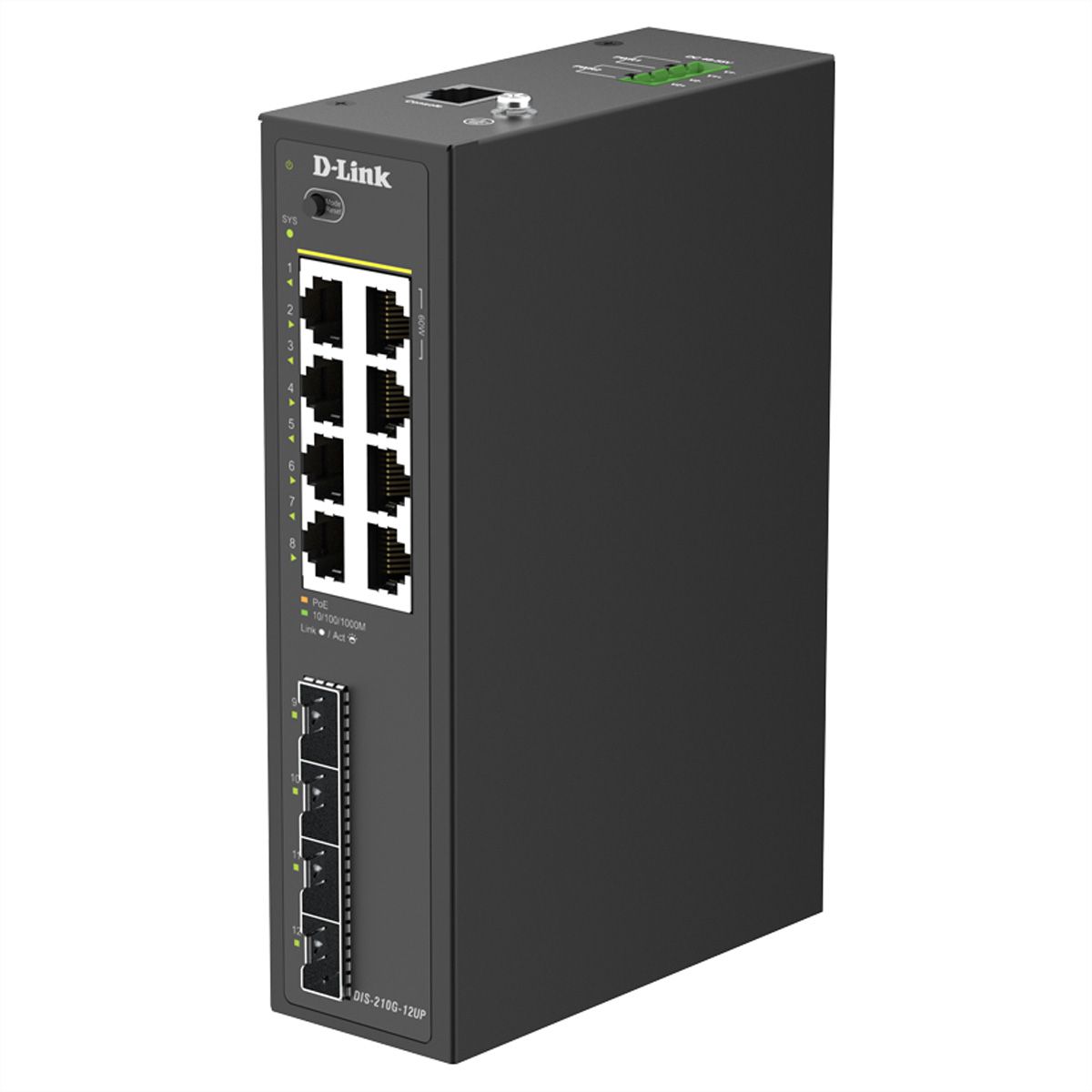 D-Link DIS-210G-12UP 12-Port Switch, Smart Managed Gigabit PoE Industrial