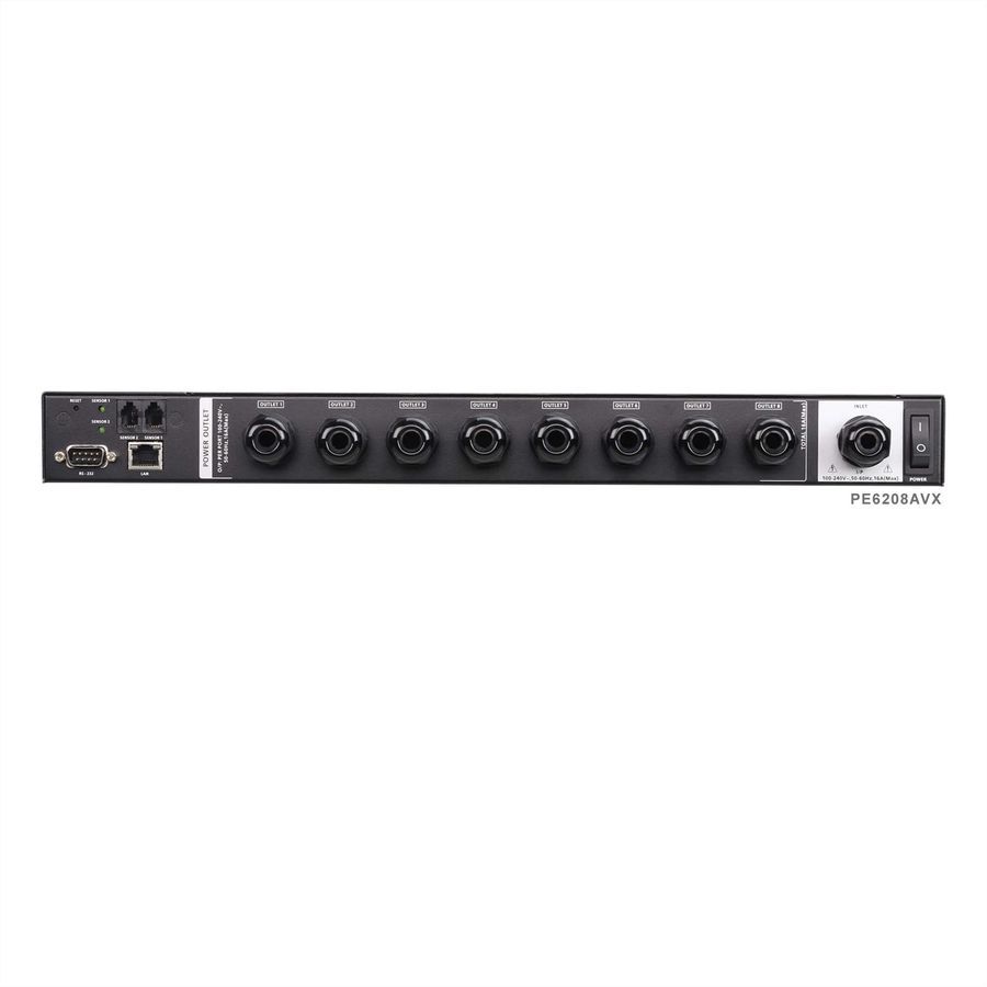 ATEN PE6208AV IP-Fernschaltsteckdose, 8 Port, 1HE für A/V Anwendungen, 8 x  IEC320 C1316A, Energiemessung