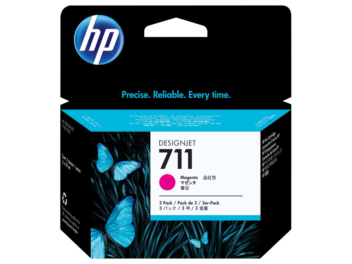 HP 711 3er-Pack Magenta DesignJet Tintenpatronen, 29 ml