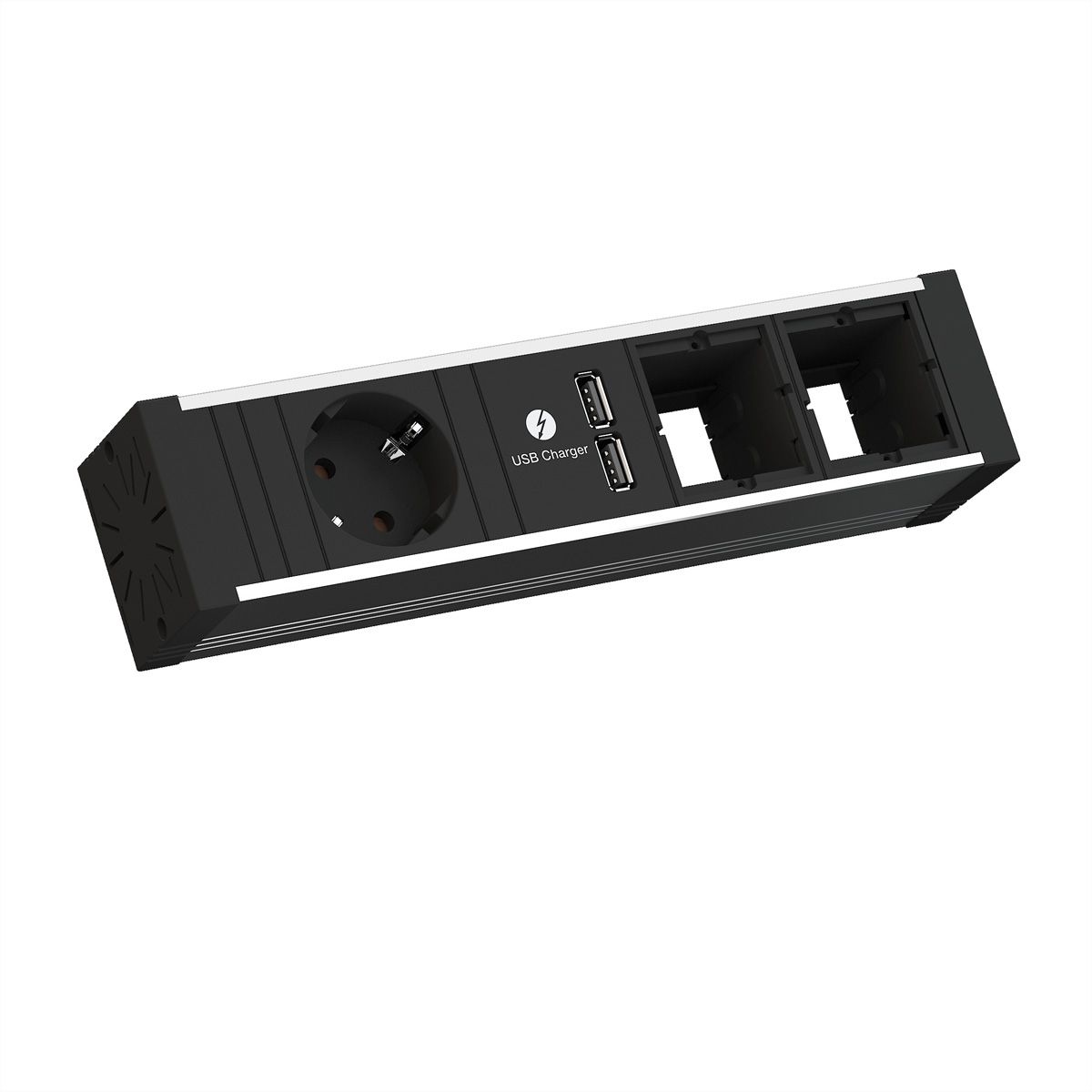 BACHMANN VENID 2x Schutzkontakt, 2x ABD 1x USB-Charger, schwarz