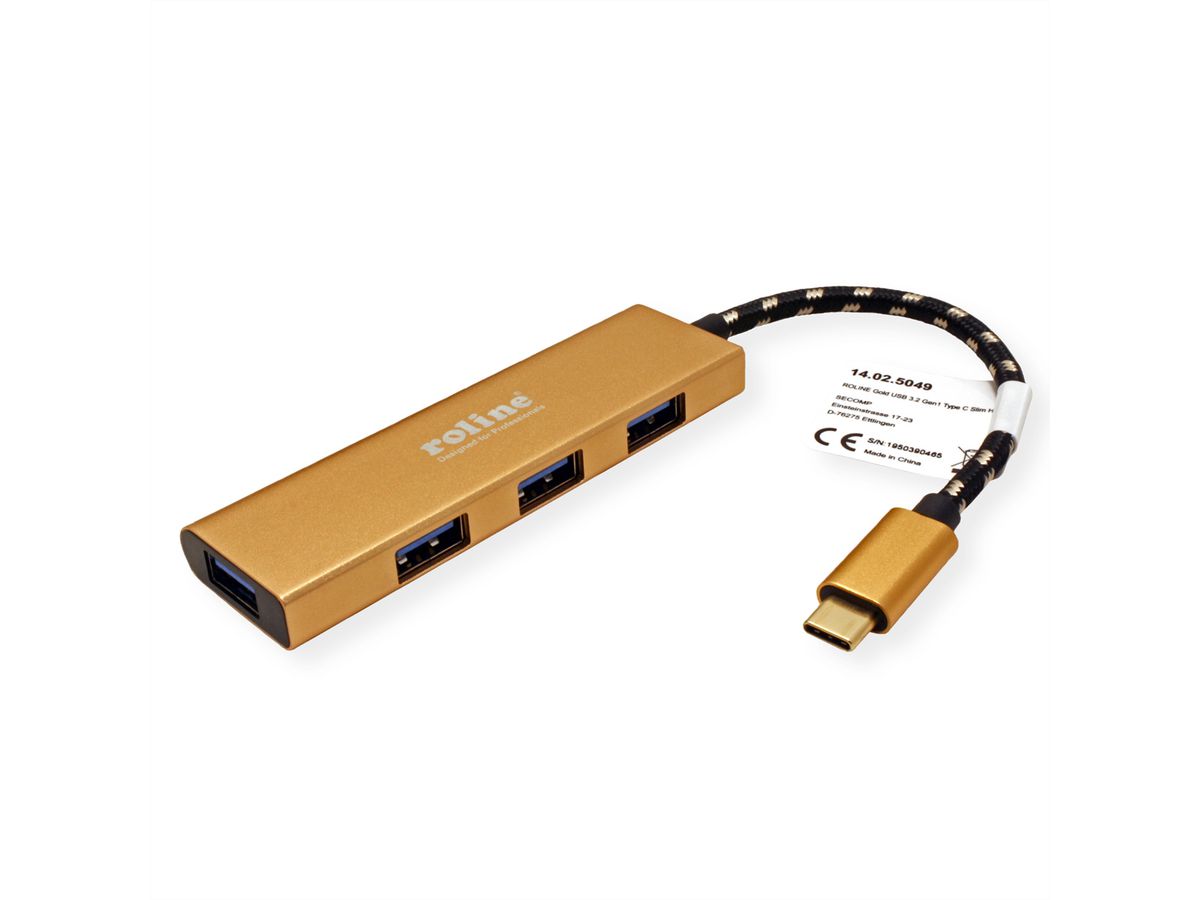 ROLINE GOLD USB 3.2 Gen 1 Hub, 4fach, Typ C Anschlusskabel