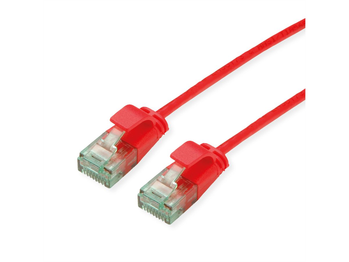 ROLINE RM UTP DataCenter Patchkabel Kat.6A (Class EA), slim, rot, 0,3 m