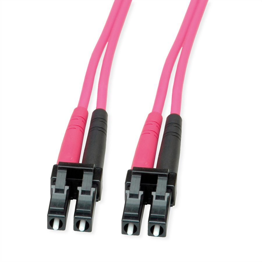 TELEGÄRTNER LWL Rangierkabel 2x G50/125 OM4, 1x LC Duplex - 1x LC Duplex, violett, 1 m