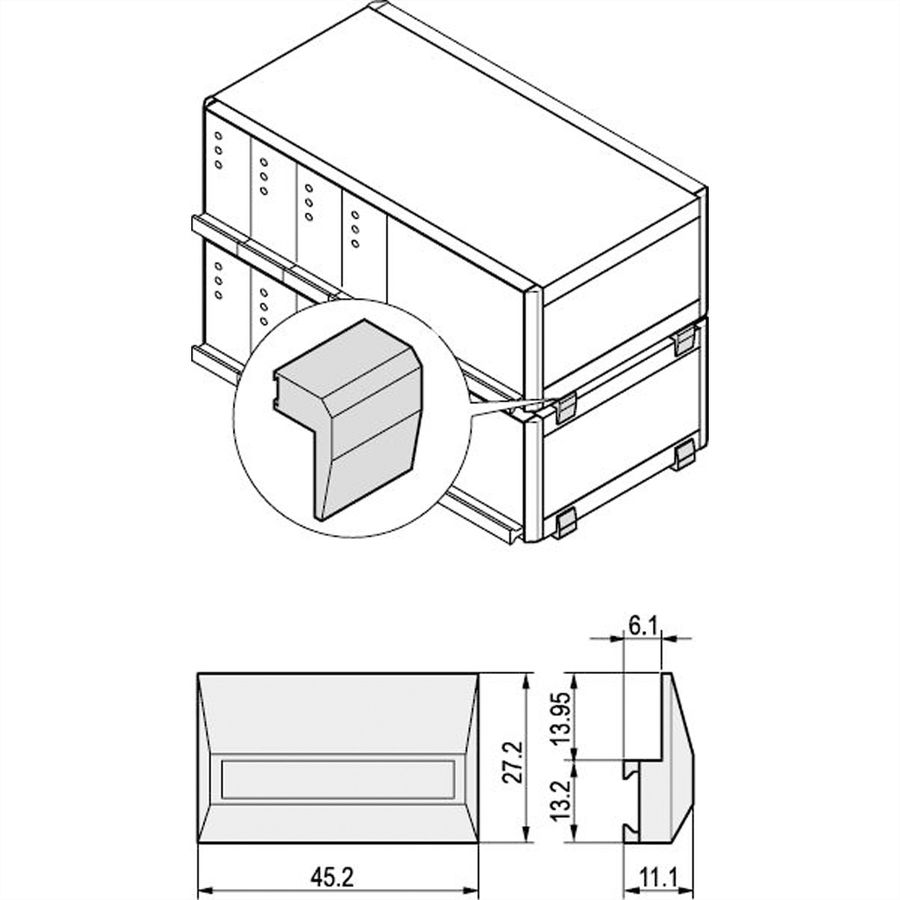 SCHROFF Stapelhilfe/Designelement - STAPELHILFE RAL9006 (4STK)