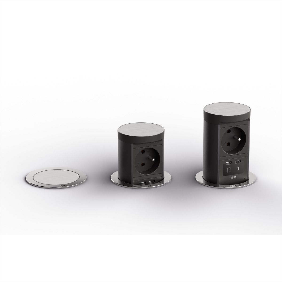 BACHMANN ELEVATOR2 1xUTE, 1xUSB C/C 45W Edelstahl-Optik 2,0 m AEH