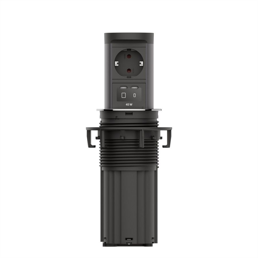 BACHMANN ELEVATOR2 1xCEE7/3 1xUSB C/C45W, Edelstahl-Optik 2,0 m AEH