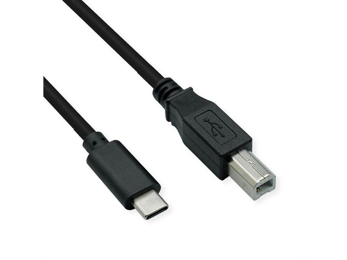 ROLINE USB 2.0 Typ C Kabel, C - B, ST/ST, schwarz, 3 m