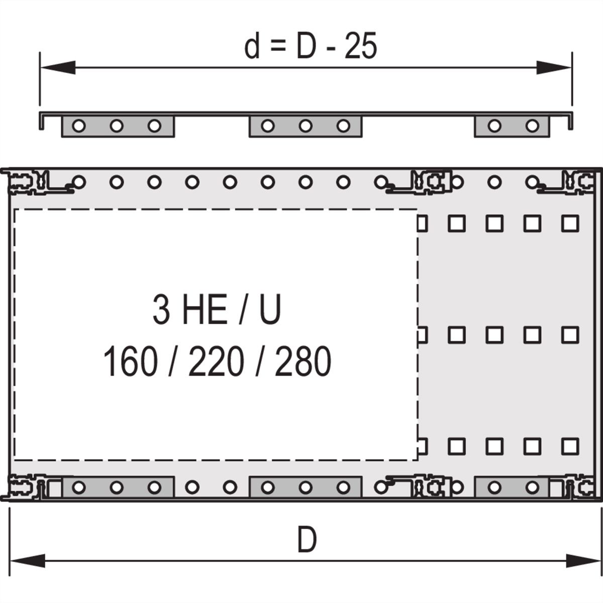 SCHROFF Abdeckblech für Anschraubung an die Seitenwand - ABDECKBL.36TE 235T 160/220T
