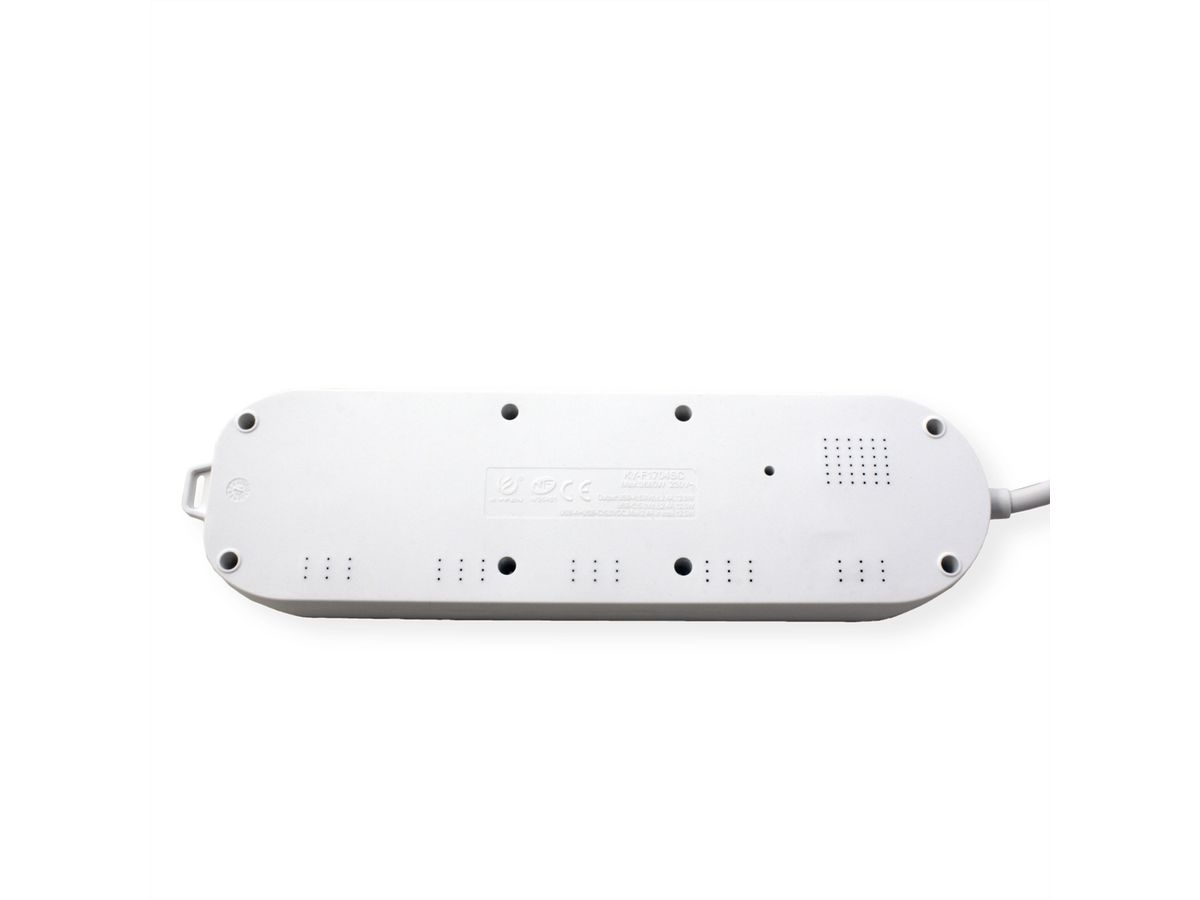 ROLINE 4-fach Steckdosenleiste mit Schalter, UTE Version, USB-Charger A+C, 3 m