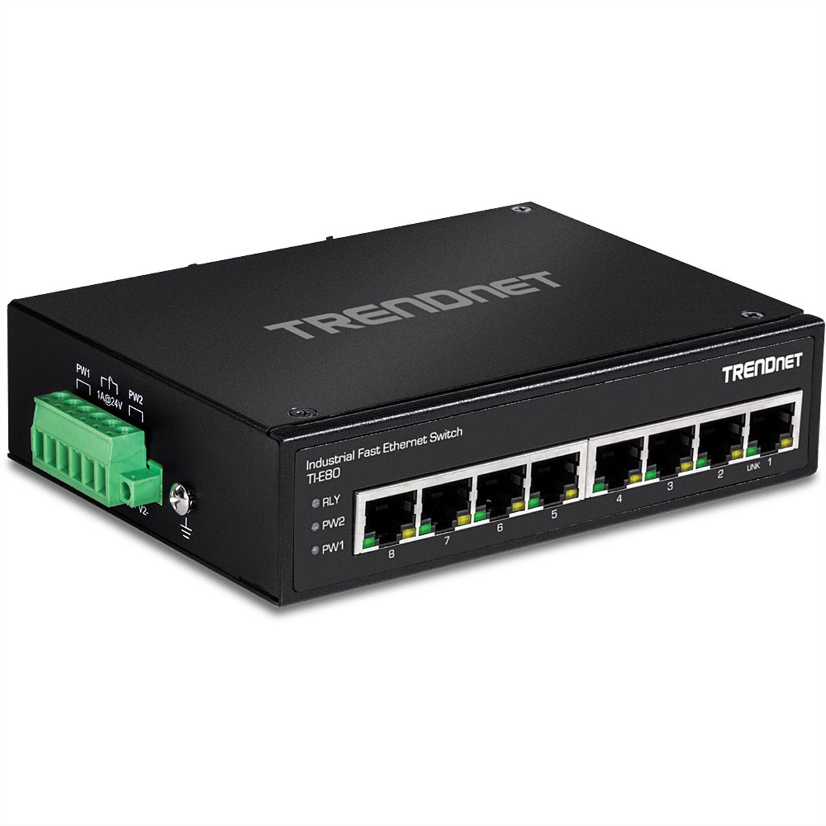 TRENDnet TI-E80 Industrial Fast Ethernet DIN-Rail Switch 8-Port