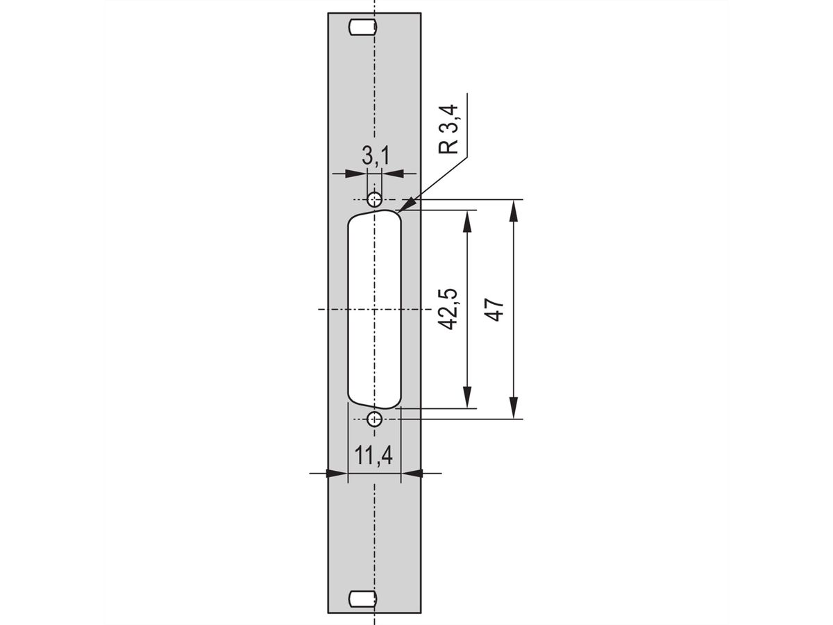 SCHROFF Frontplatte SUB-D Ausbruch - TEILFRONTPL.3HE 4TE 1X25 DC