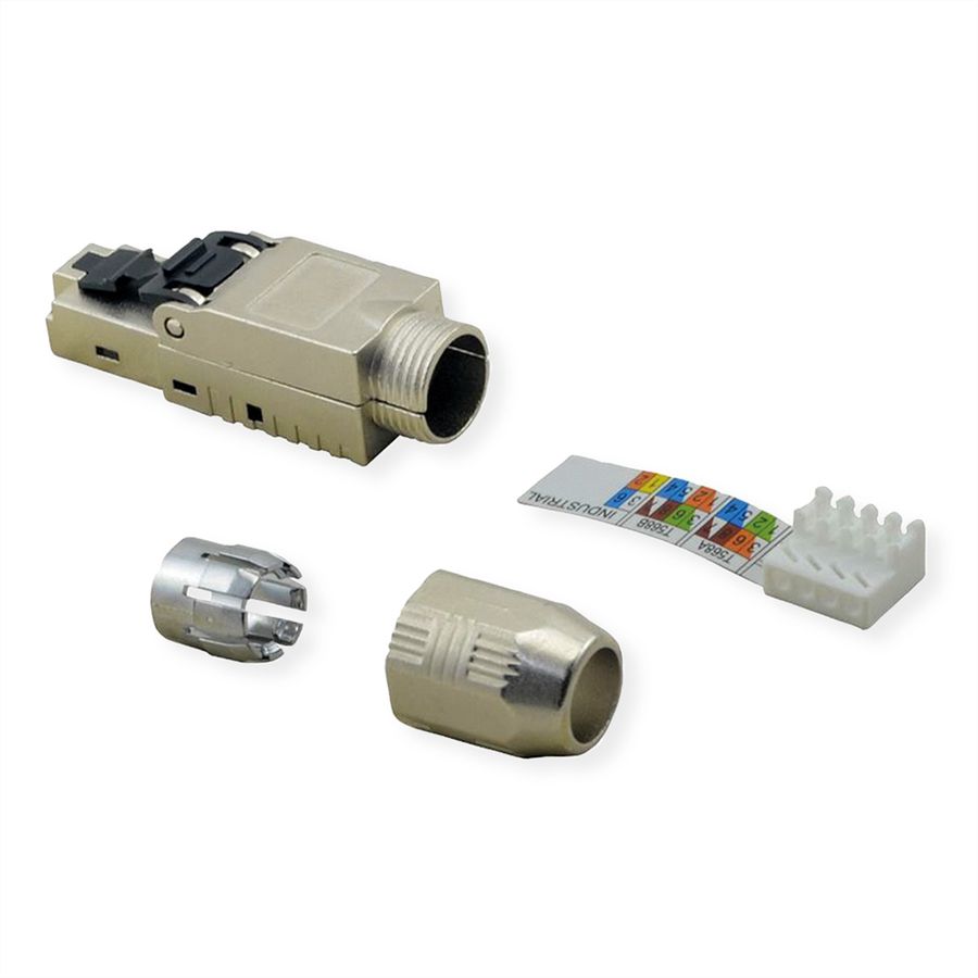 ROLINE feldkonfektionierbarer RJ-45 Stecker Cat.6A (Class EA), STP, silberfarben