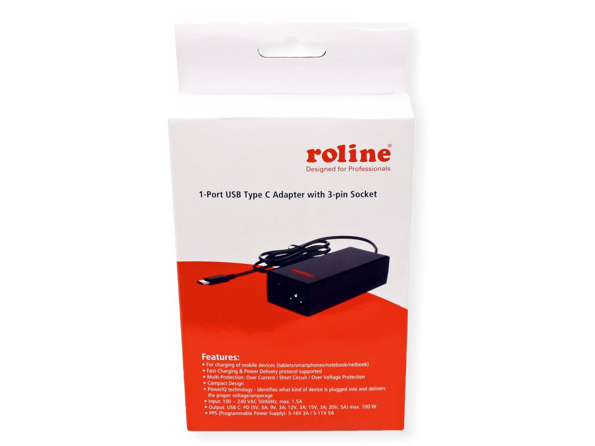 ROLINE USB Charger mit C5/C6 Anschluss, 1x USB-C, 100 W