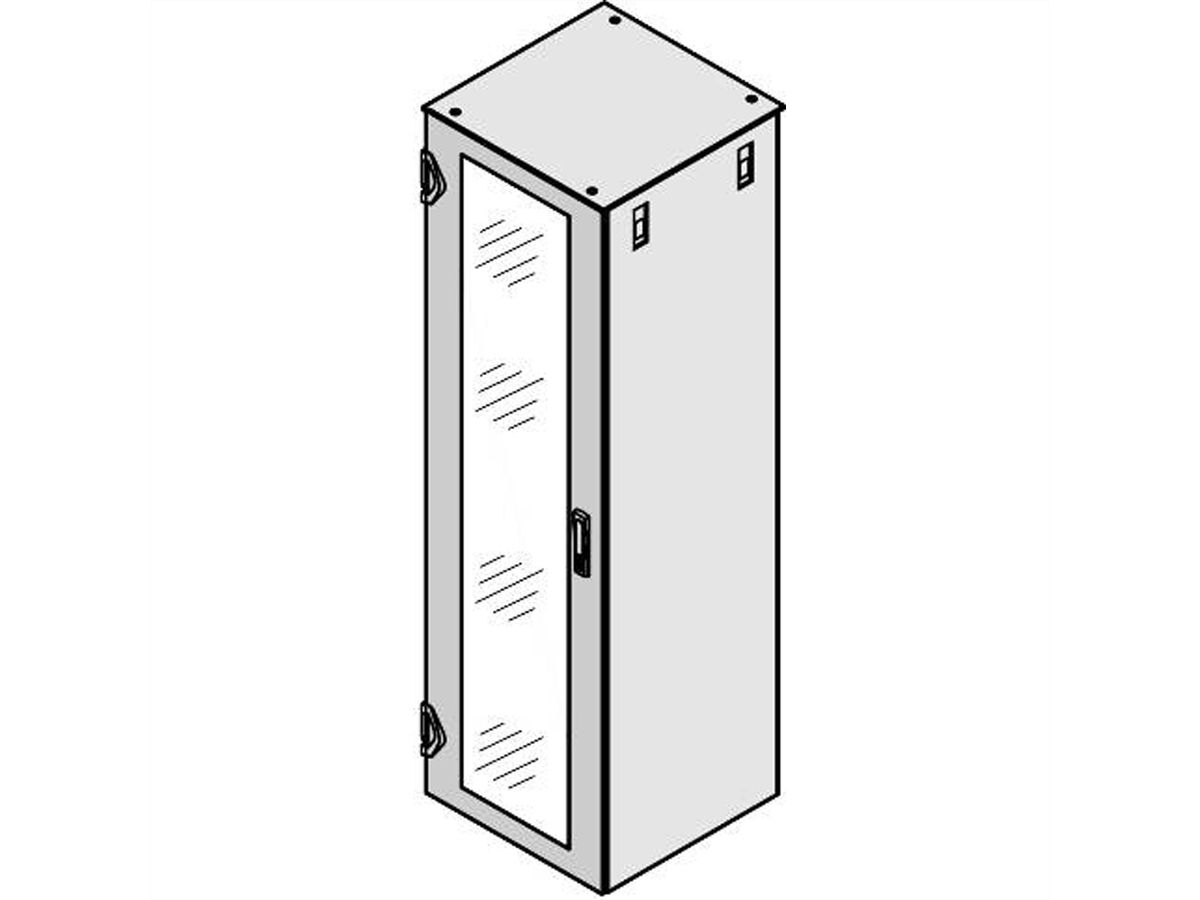 SCHROFF Glastür IP 20, 1-Punkt-Verriegelung - TUER 2200H 600B GLAS RAL7035