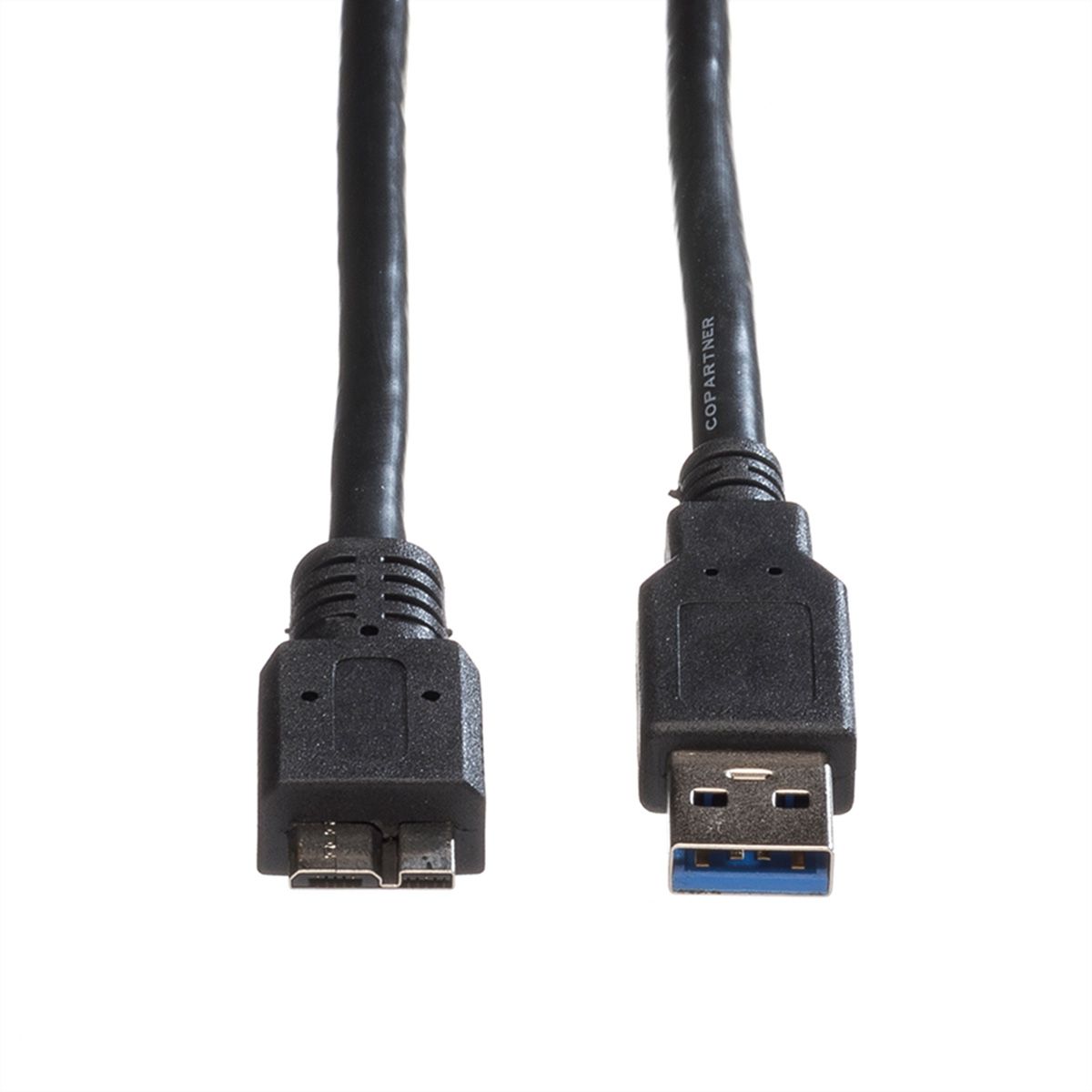 ROLINE USB 3.2 Gen 1 Kabel, A ST - Micro B ST, schwarz, 0,8 m