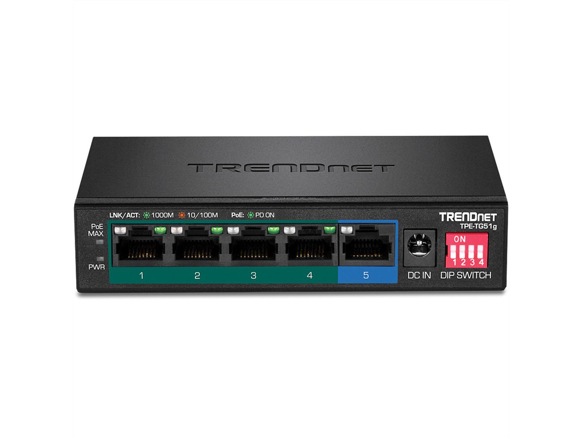 TRENDnet TPE-TG51G 5-Port PoE+ Switch Gigabit 60W