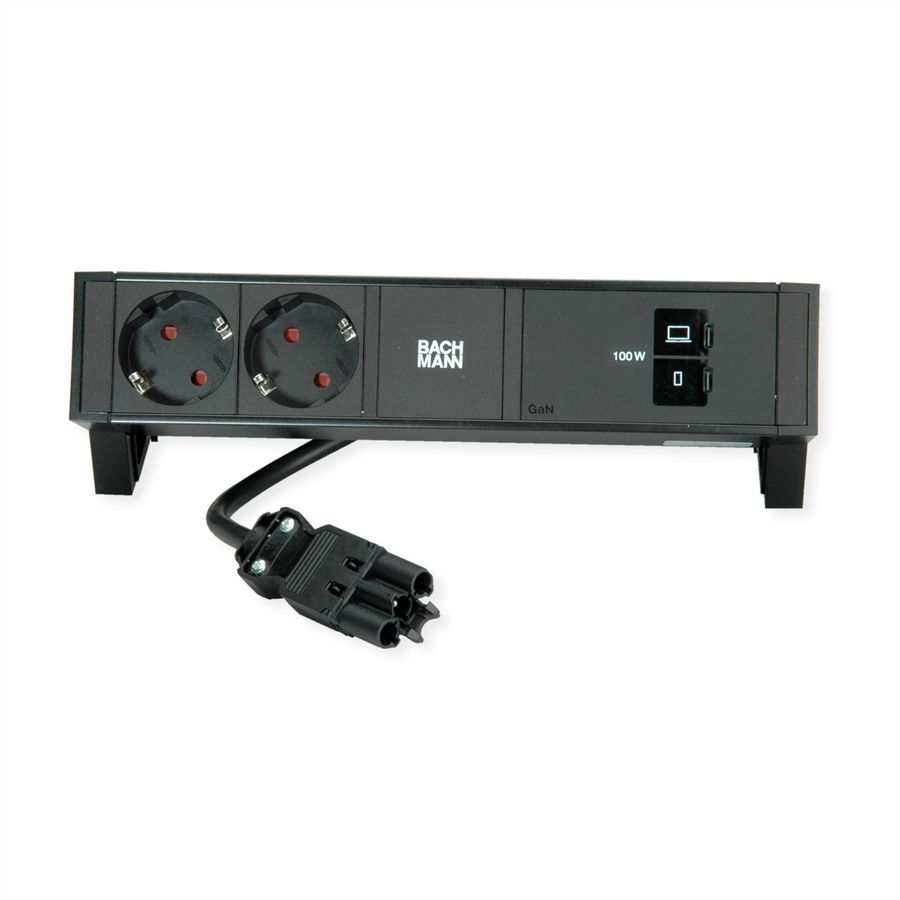 BACHMANN DESK2 2x CEE7/3, USB-C, USB-Charger 100W, GST18 0,2m