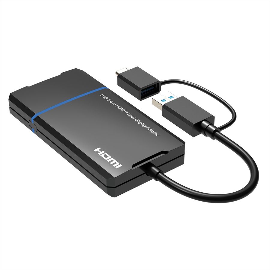 VALUE USB Display Adapter, USB Typ A+C - 2x HDMI
