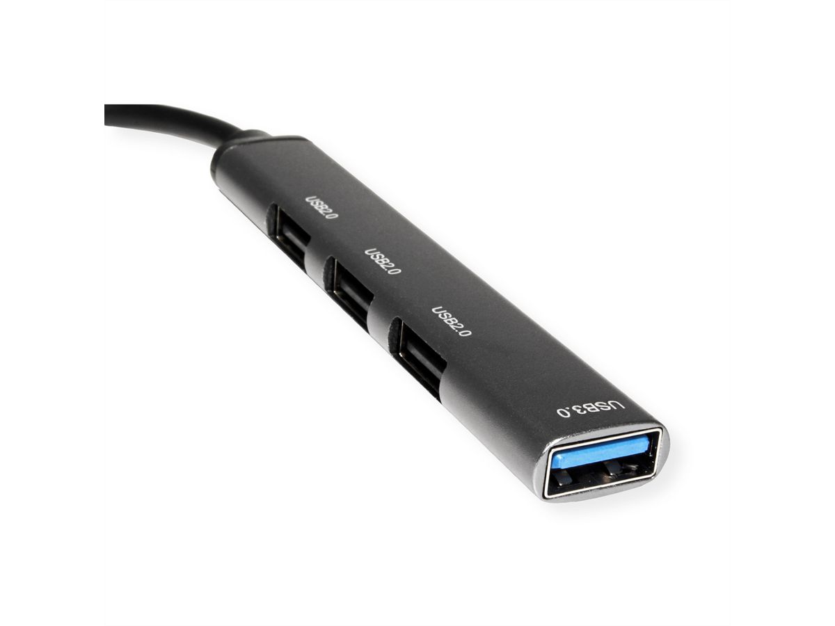 STANDARD USB 2.0 Hub, 1x A, 4x A Ports, (3x USB 2.0 +1x USB 3.2 Gen1)