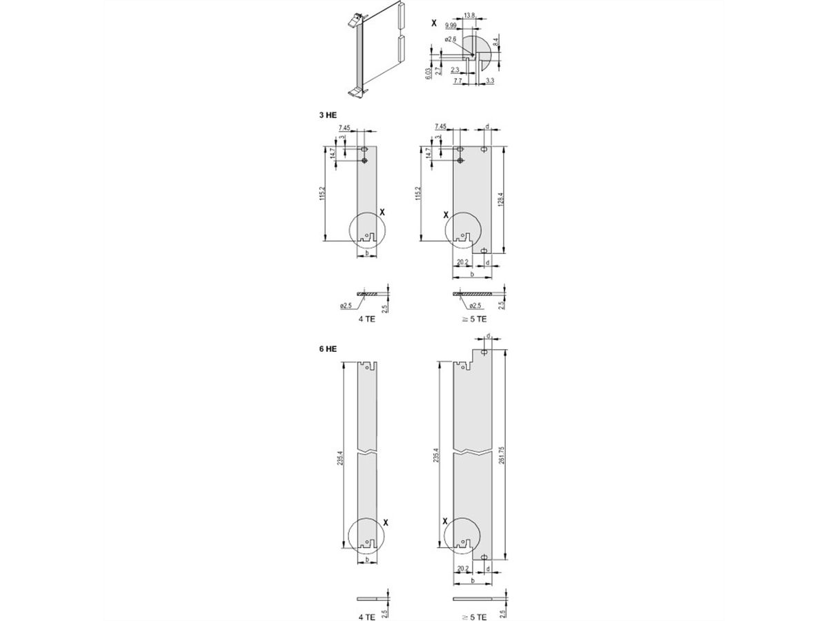SCHROFF Frontplatte für IEEE-Griff, ungeschirmt - FRONTPLATTE 3HE 7TE IEL