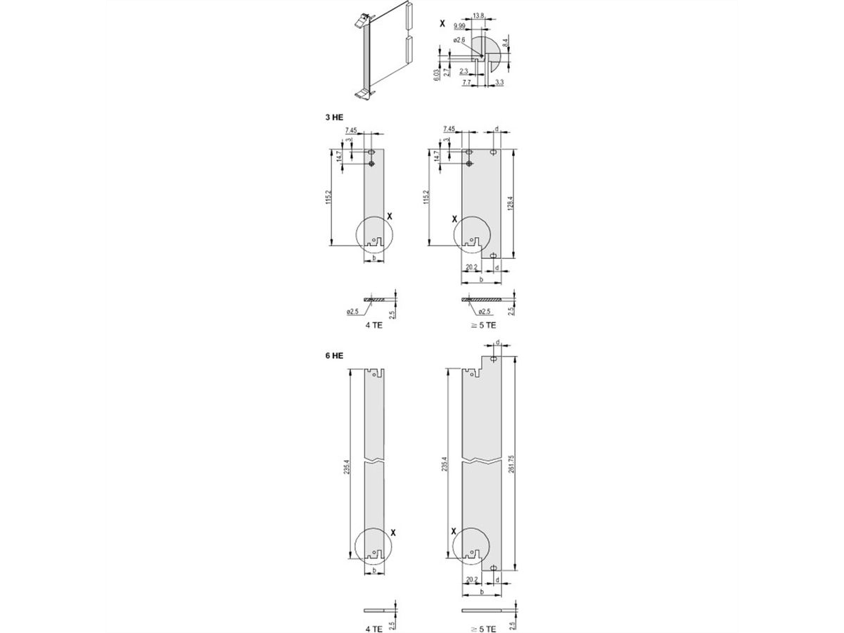 SCHROFF Frontplatte für IEEE-Griff, ungeschirmt - FRONTPLATTE 3HE 12TE IEL