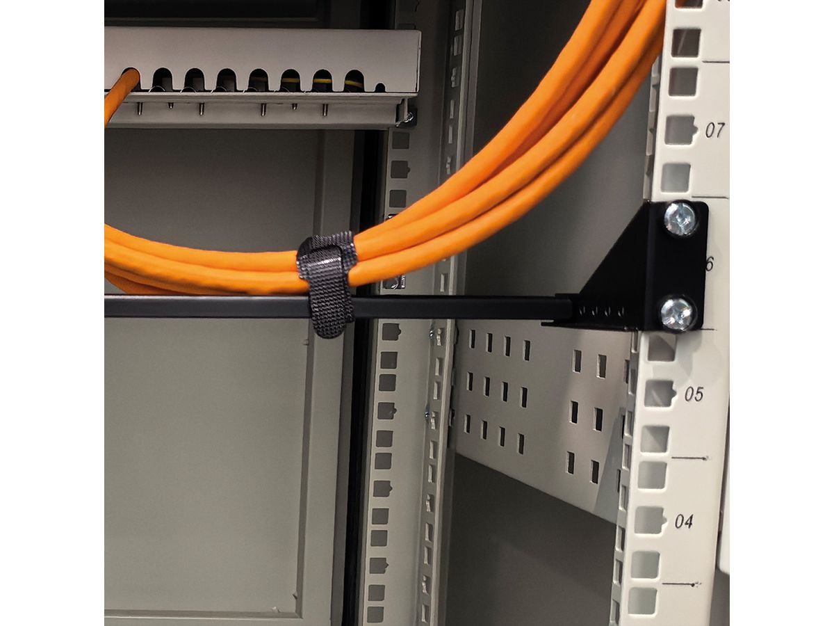 VALUE 19" Rack montierbare Kabelführungsschiene (horizontal), einstellbare Tiefe, 1HE, schwarz