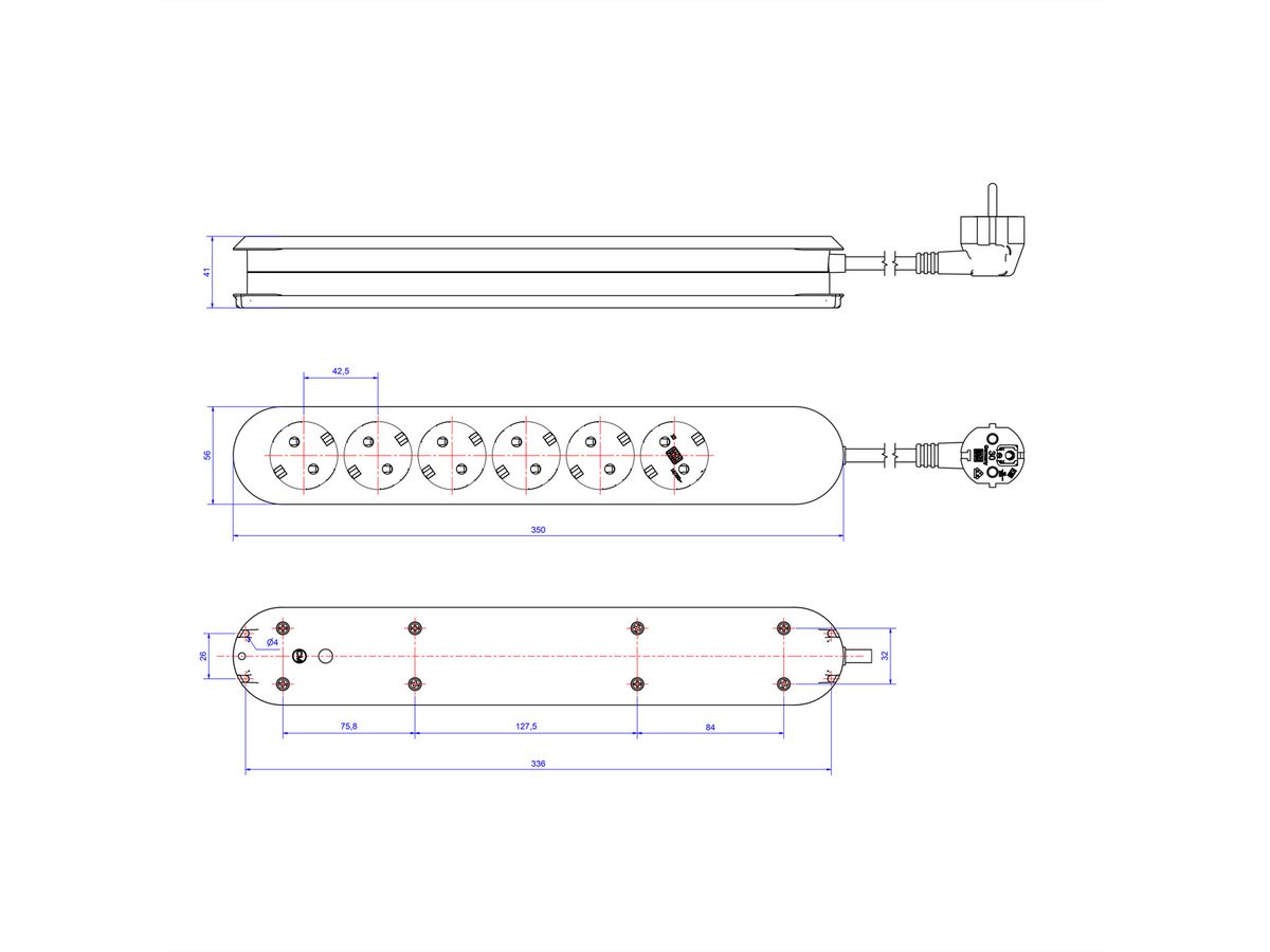 BACHMANN SMART Steckdosenleiste 6xCEE7/3 weiß, ohne Zuleitung