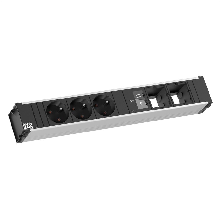 BACHMANN CONI 3xUTE 1xUSB C/C 65W, 2xCM L=0,2m
