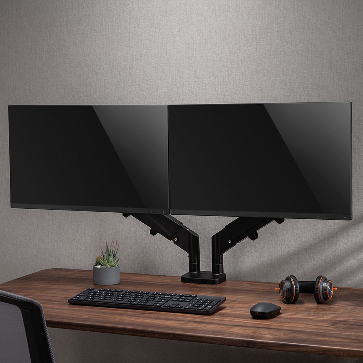 VALUE LCD-Doppelarm, Tischmontage, Platzsparend, Springfeder, 6 Gelenke, 17-32 Zoll, bis 2x 9 kg