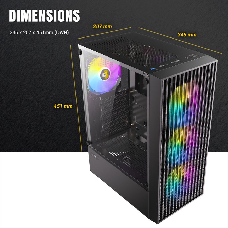 ANTEC AX27 RGB Elite PC Gehäuse Midi Tower Gaming ATX, schwarz