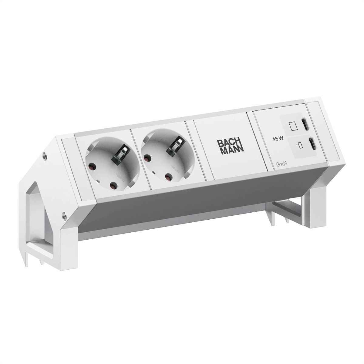 BACHMANN DESK2 ALU WHITE 2xCEE7/3, 1xUSB C/C 45W L=0,2m RAL9010