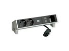 BACHMANN DESK2 2xSchutzkontakt USB A&C, USB Charger 22W 1xABD 0,2m GST18 INOX