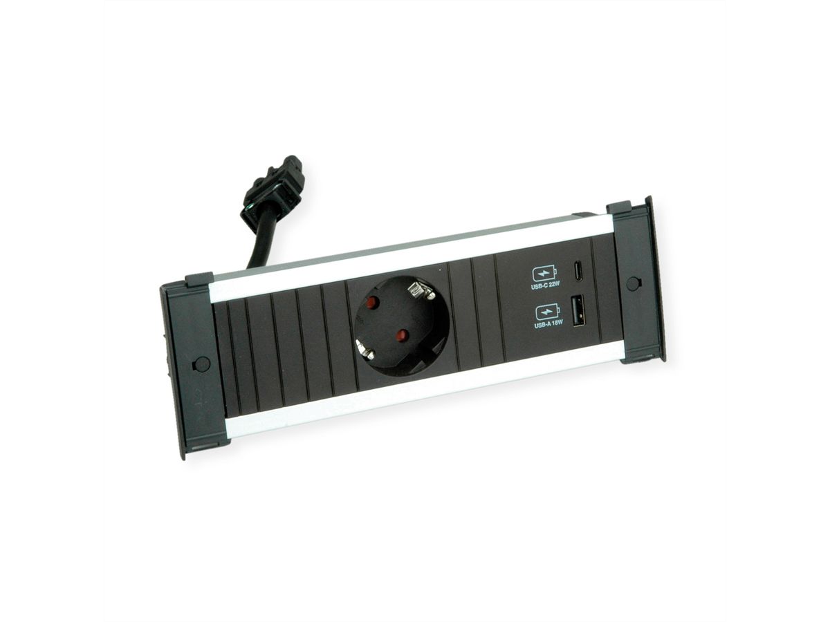 BACHMANN KAPSA S 1xCEE7/3, 1xUSB A/C 22W 0,2m GST18