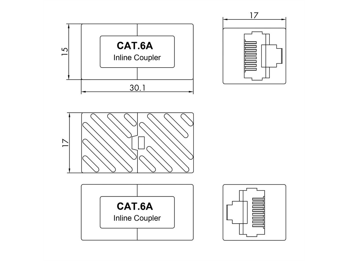 VALUE RJ-45 Kupplung ungeschirmt, Cat.6A (Class EA), weiß