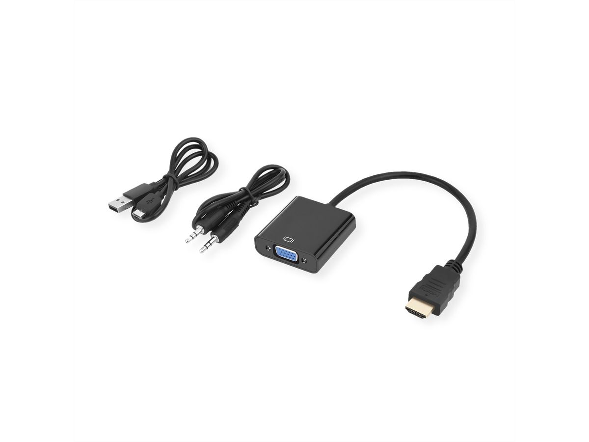 STANDARD Adapterkabel HDMI zu VGA+3,5mm-Audio (Stereo), 0,23 m