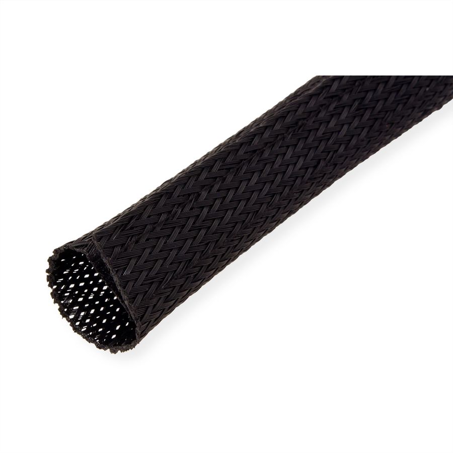 ROLINE PVC Gewebeschlauch für Kabelbündelung, mit Klettband, schwarz, 2,5 m