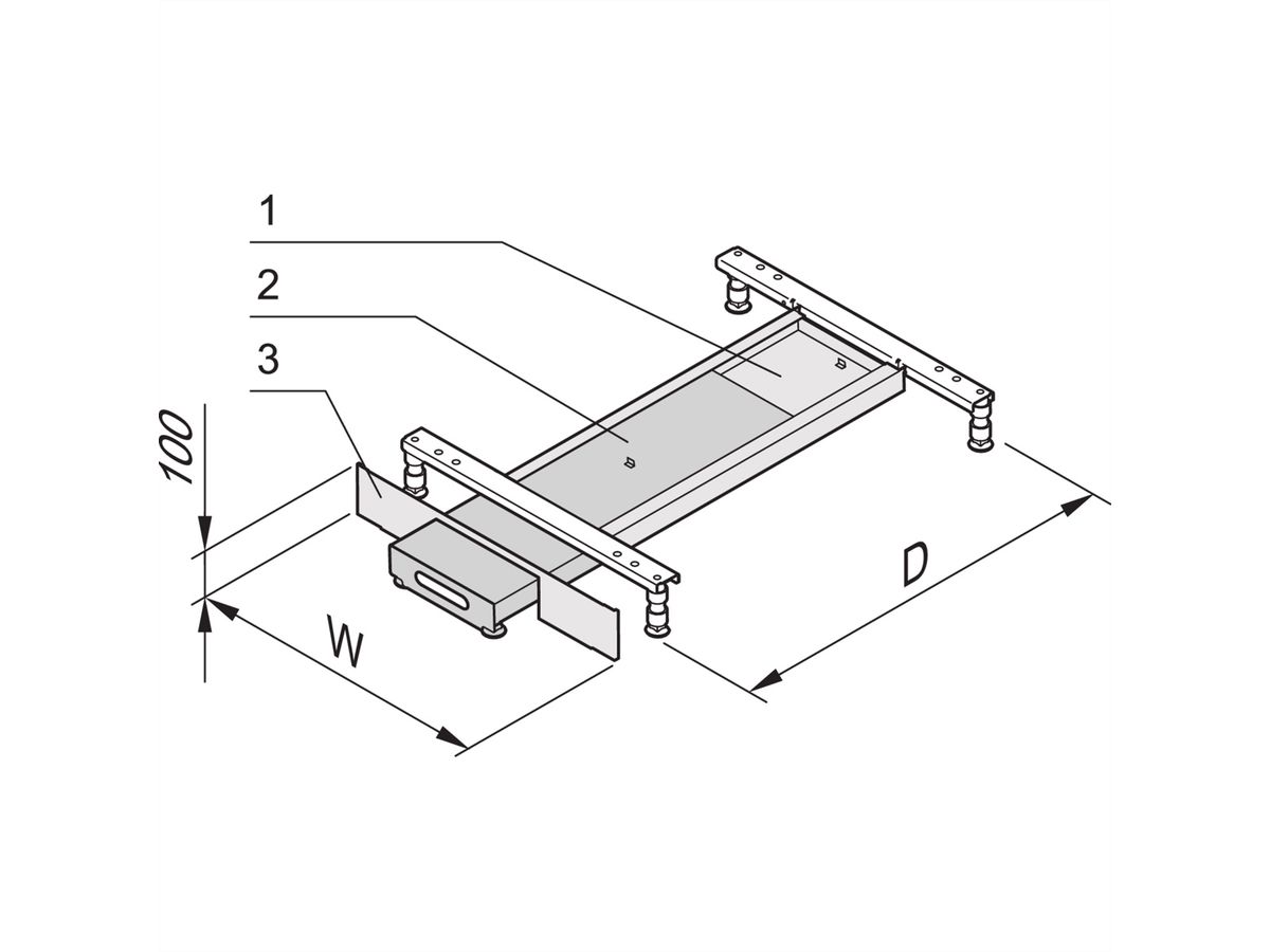 SCHROFF Kippschutz ausziehbar - KIPPSCHUTZ 600B 1000T RAL7021