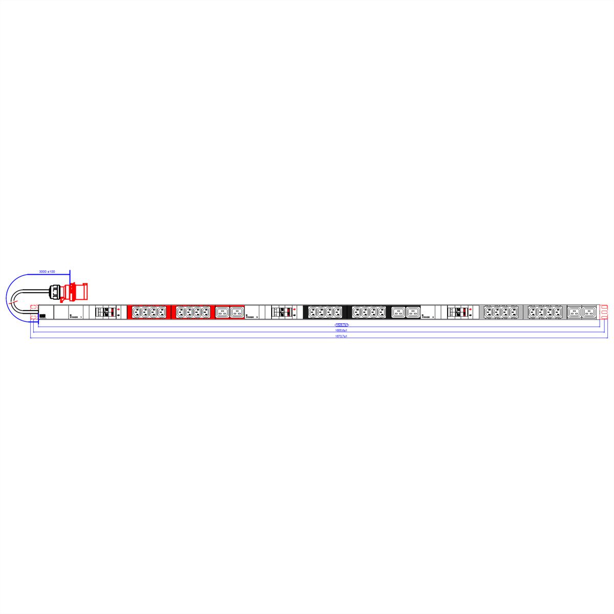 BACHMANN IT PDU ALU 1HE 24xC13 6xC19 3x2LS CEE 3x32A rot