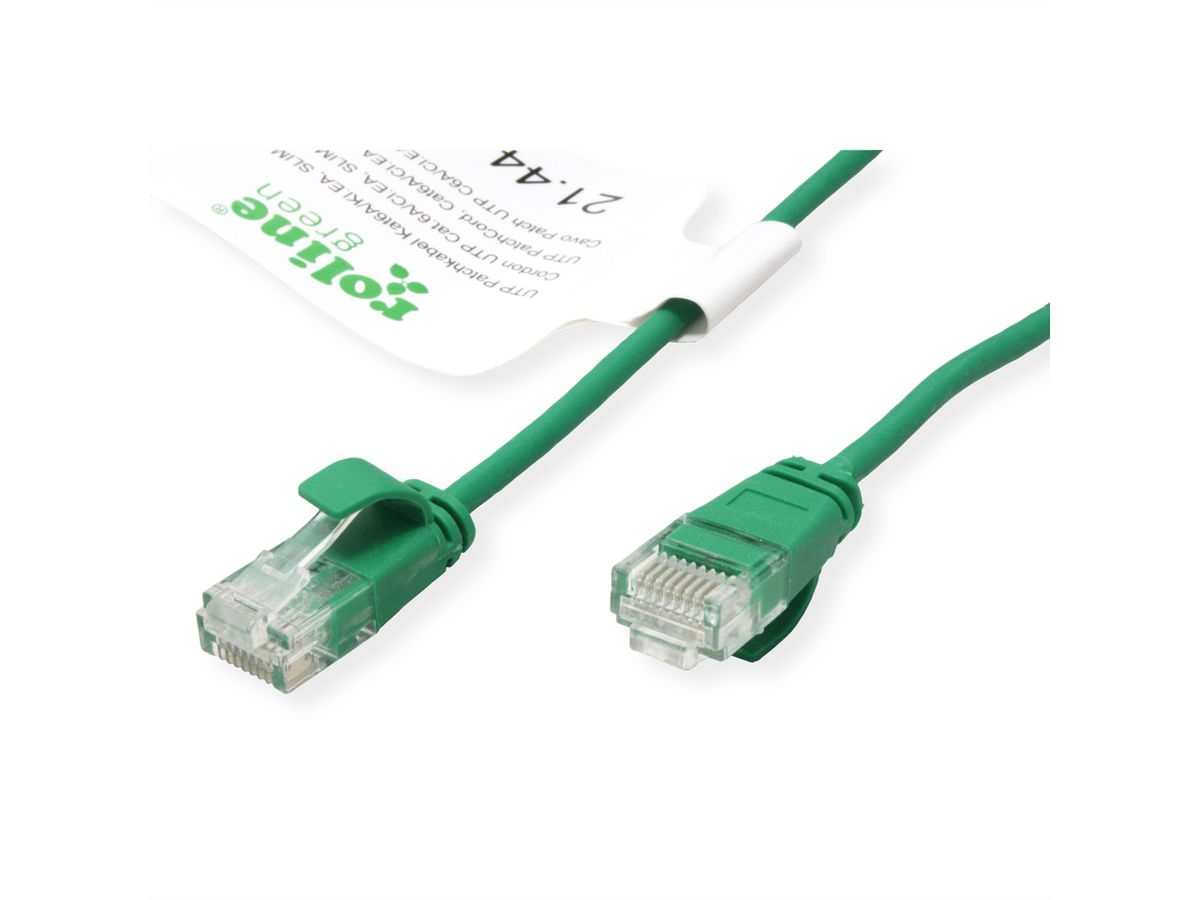 ROLINE GREEN UTP Patchkabel Kat.6A (Class EA), LSOH, slim, grün, 0,15 m
