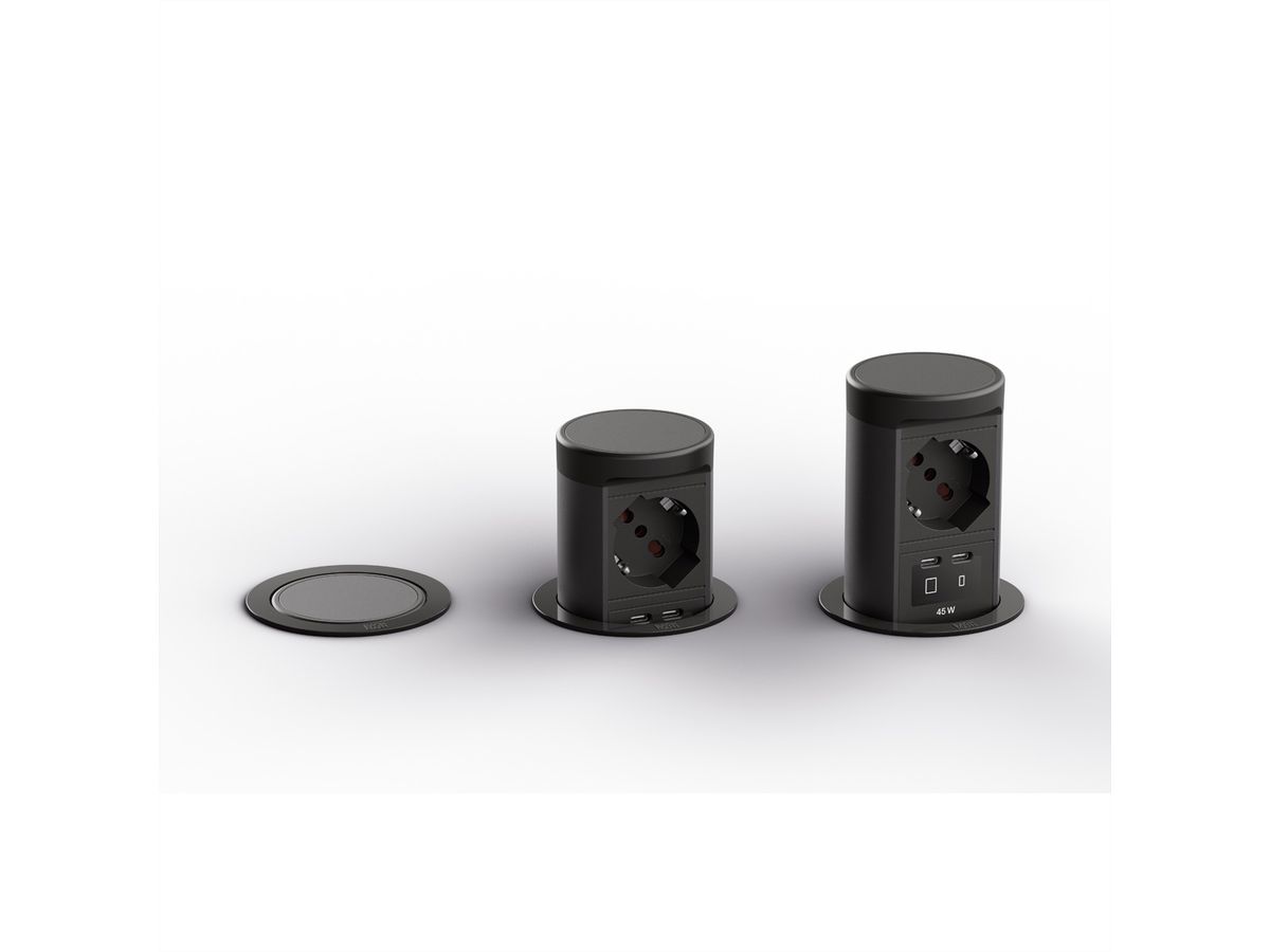 BACHMANN ELEVATOR2 1xP40, 1xUSB C/C 45W RAL9005 2,0 m AEH