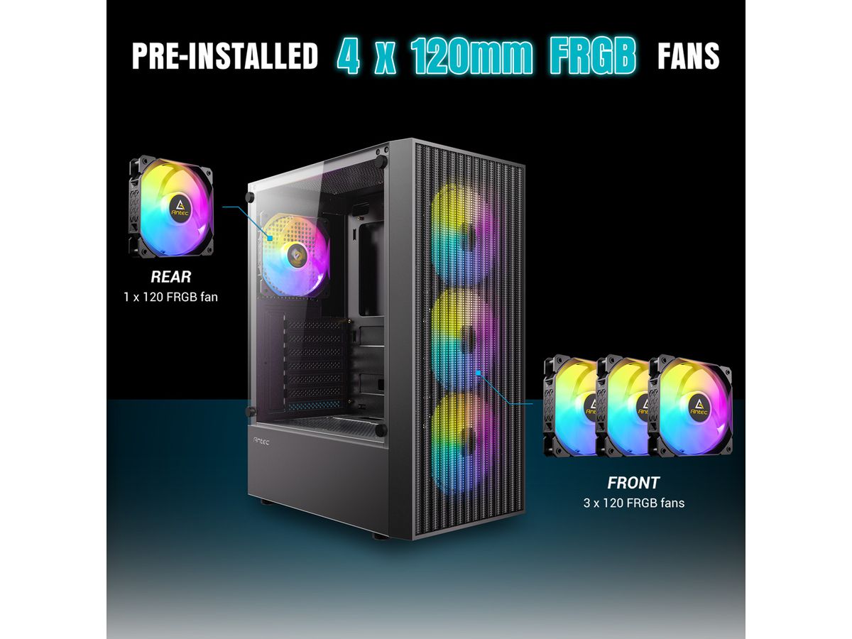 ANTEC AX27 RGB Elite PC Gehäuse Midi Tower Gaming ATX, schwarz