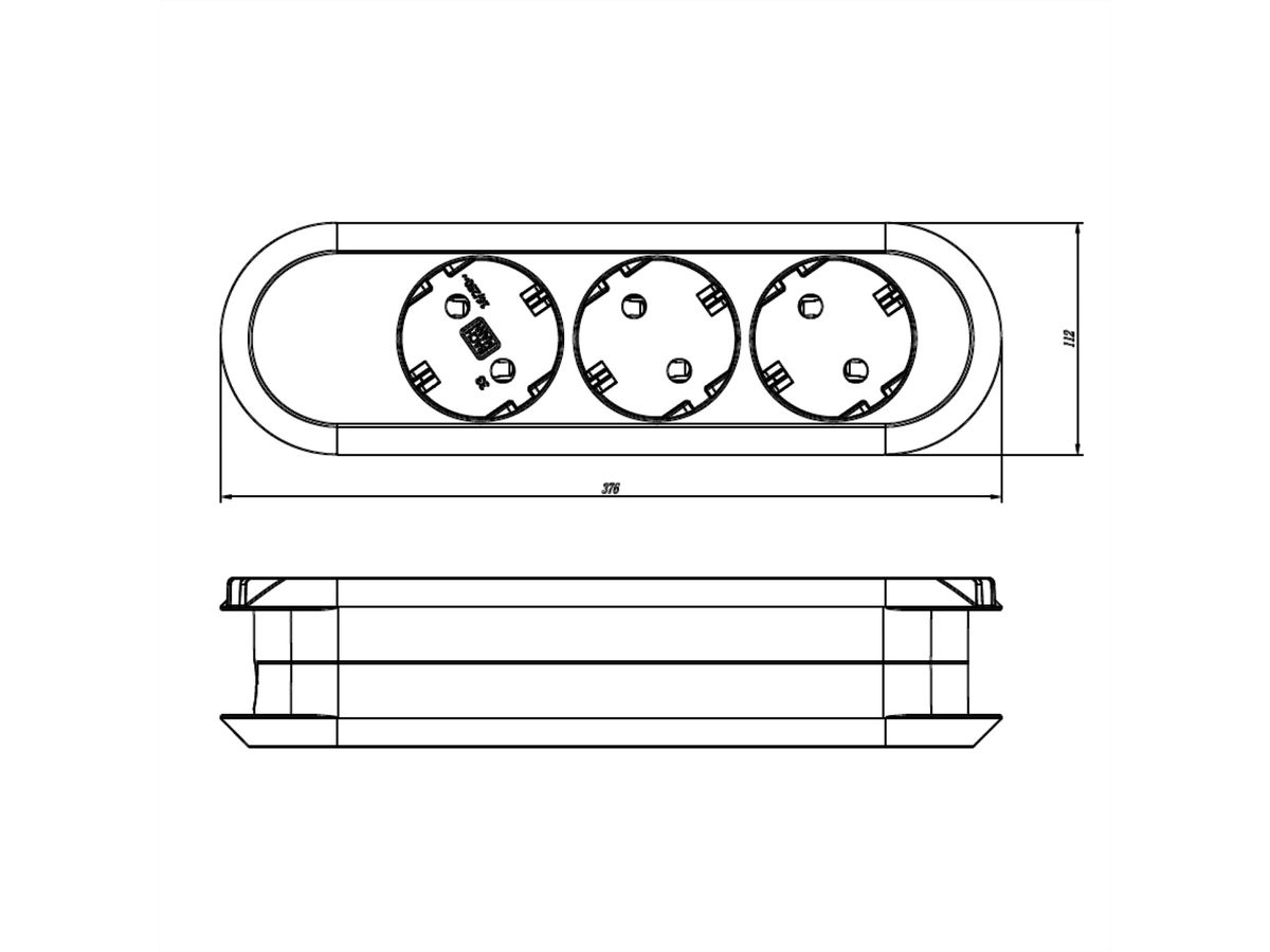 BACHMANN SMART Steckdosenleiste 3x Schutzkontakt, geschraubt, schwarz, 5 m