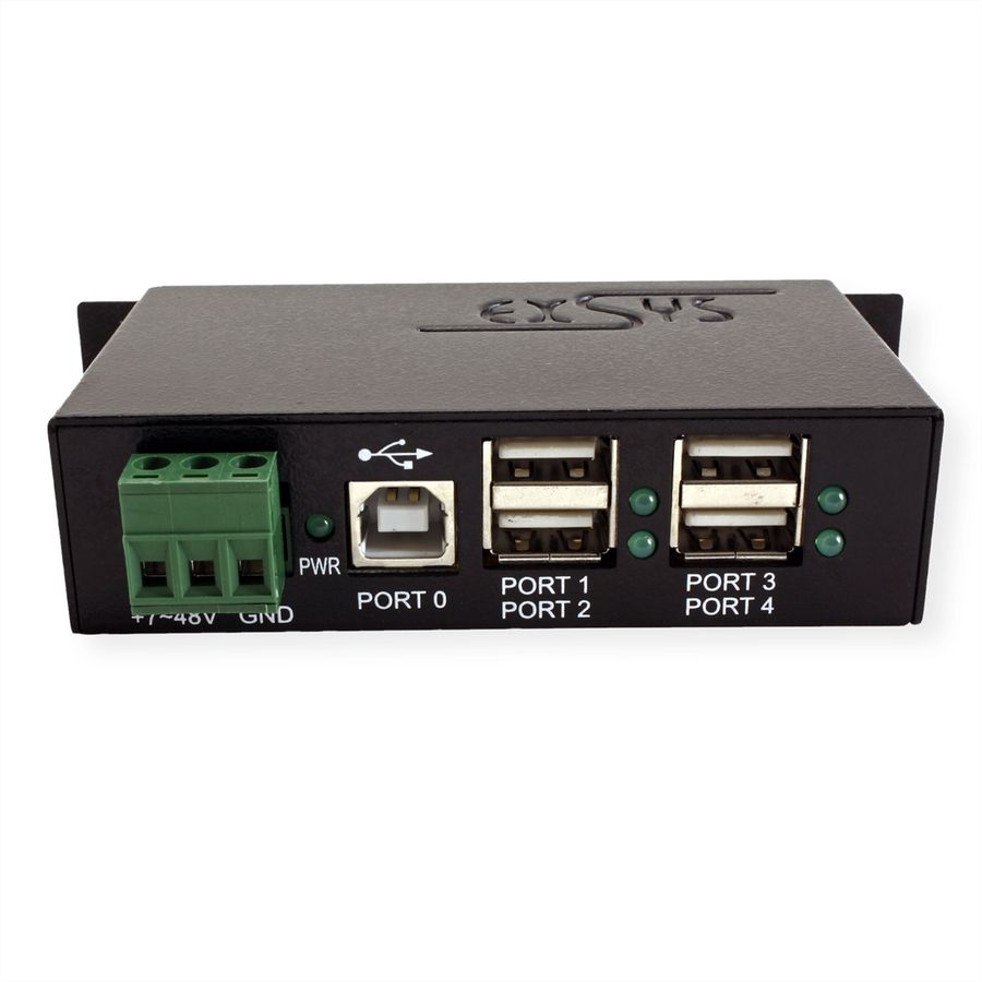 EXSYS EX-1163HMS-WT 4 port USB 2.0 HUB Surge Protection & erw. Temperaturbereich