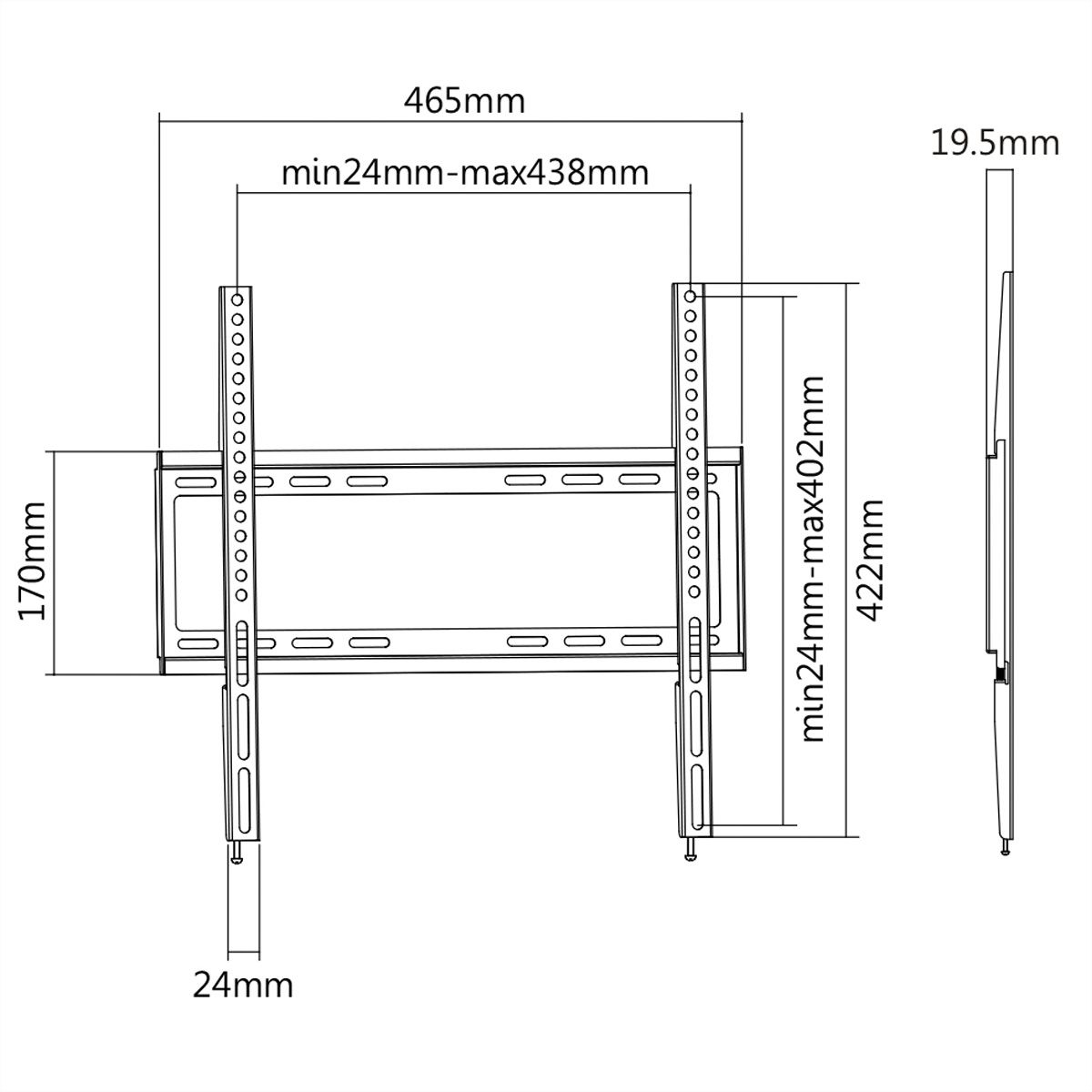 VALUE Slim TV-Wandhalterung, fest, 32-55 Zoll, bis 35 kg