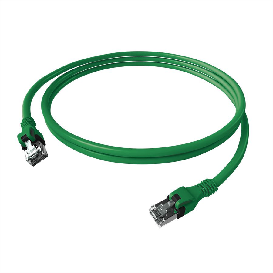 EasyLan DualBoot PushPull IP20 Patchkabel, Cat.6A (Class EA), S/FTP, grün, 0,5 m