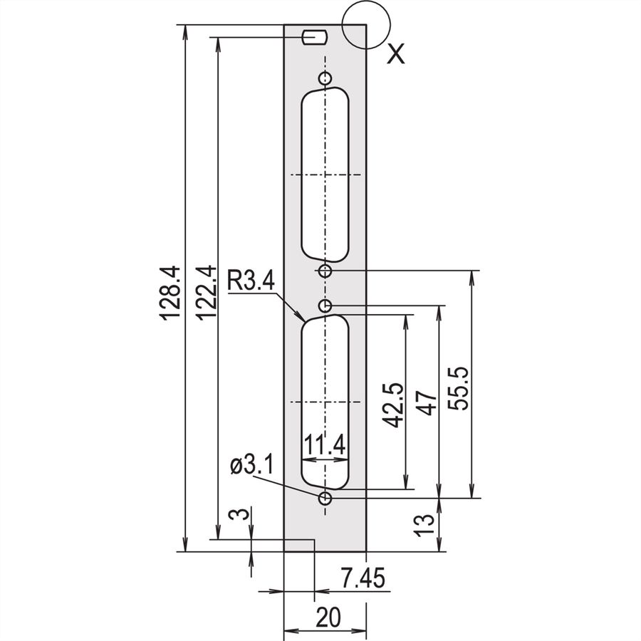 SCHROFF Frontplatten für D-Sub Steckverbinder - FRONTPR. 3HE 4TE 2X25 POLIG