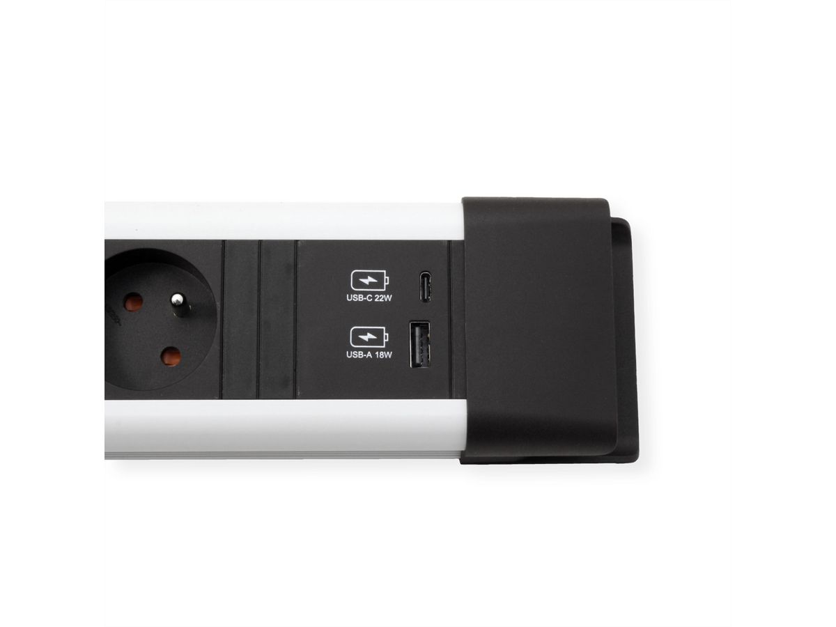 BACHMANN CONNECTUS 6xUTE, 1xSchalter 1xUSB A/C 22W 2,0m CEE7/7 Grau