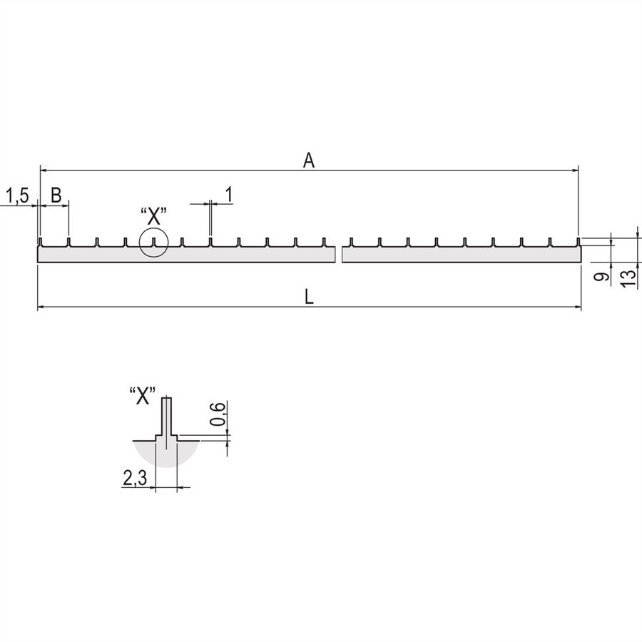 SCHROFF Leiterplatten-Stromschienen - LP-SCHIENE 1POL.5TE L210,2MM